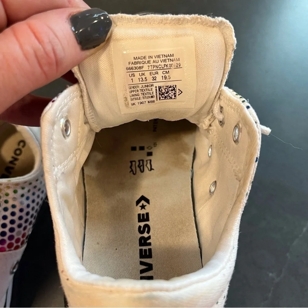 Converse All Star Y1 white rainbow glitter sneakers